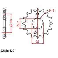 MTX Optional Front Sprocket 16T for Yamaha SRV250 1992-1998