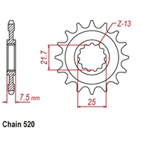 MTX Optional Front Sprocket 16T for Kawasaki ZX-6R NINJA (ZX600P) 2019-2020