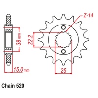 MTX Optional Front Sprocket 15T for DUCATI 906 PASO 1988-1990