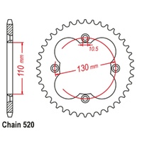 MTX Standard Rear Sprocket 39T for Honda TRX400EX 2WD (400 X-Fighter) 2008-2009
