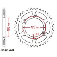 MTX Standard Rear Sprocket 51T for Kawasaki KLX125 (A1-A3) Small Wheel 2003-2006