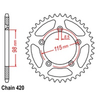MTX Standard Rear Sprocket 46T for KTM 65 SX 1998-2002