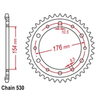 MTX Standard Rear Sprocket 44T for Honda CB1000RA ABS 2009-2013