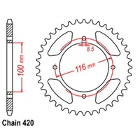 MTX Optional Rear Sprocket 51T for Kawasaki KX100 1992-1997