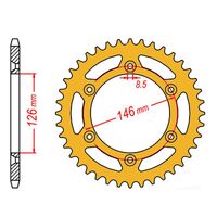 SPROCKET REAR MTX ZERO Alloy MX 808 51T #520 GLD