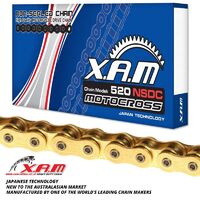 Gold Non-Sealed Chain w/ Chromized Pin 110 Links  for Kawasaki KX125 1985