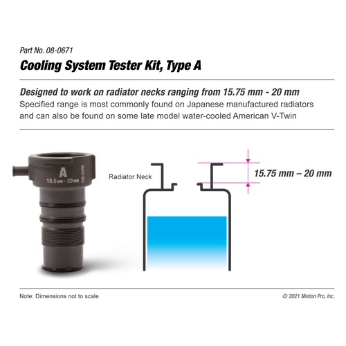 Motion Pro Cooling System Tester Adaptor Type A (Radiator Neck Range 15.75mm - 20mm) - Japanese & American V-Twin 