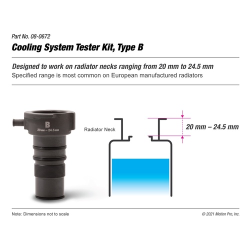 Motion Pro Cooling System Tester Adaptor Only - Type B Radiator Neck Range  20mm - 24.5mm | Euro Motorcycles 