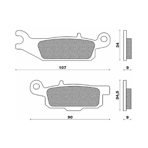 Rear Brake Pads ATV Sintered for Yamaha YFM700 Grizzly 2013 to 2017