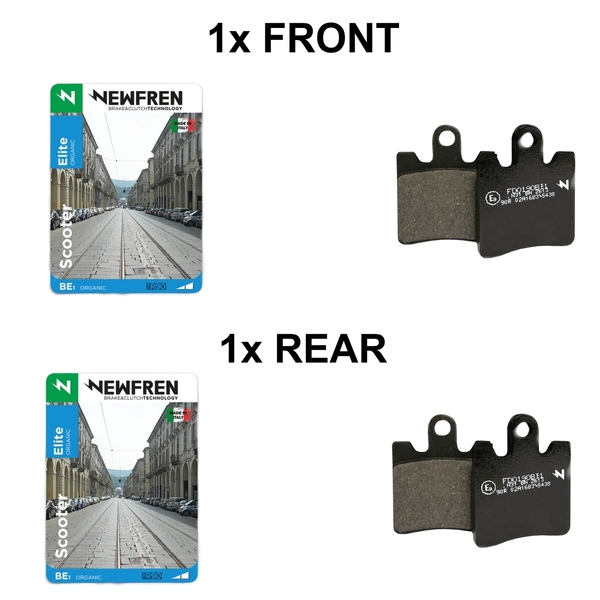 Newfren Elite Organic Brake Pad Full Set for KYMCO X-TOWN 300I 2017-2019