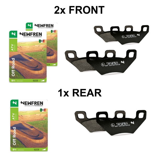 Newfren ATV Organic Brake Pad Full Set for POLARIS 500 OUTLAW 2006-2008