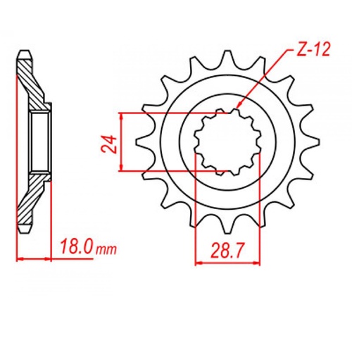 Standard Front Sprocket 15T for Kawasaki GPZ1100 UNI TRACK (ZX1100) 1983-1985