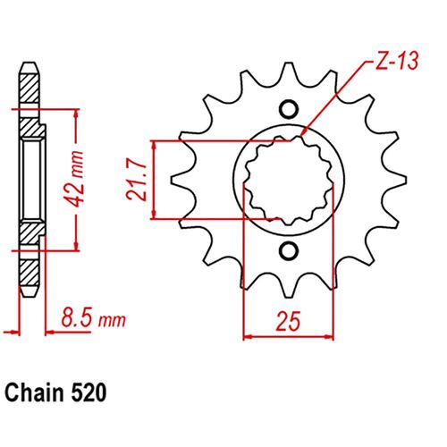 Standard Front Sprocket 15T for Kawasaki KLR250 1984-2007