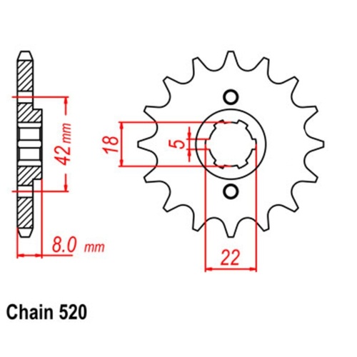 Standard Front Sprocket 14T for Suzuki RM465 1981 (does not fit 1982)