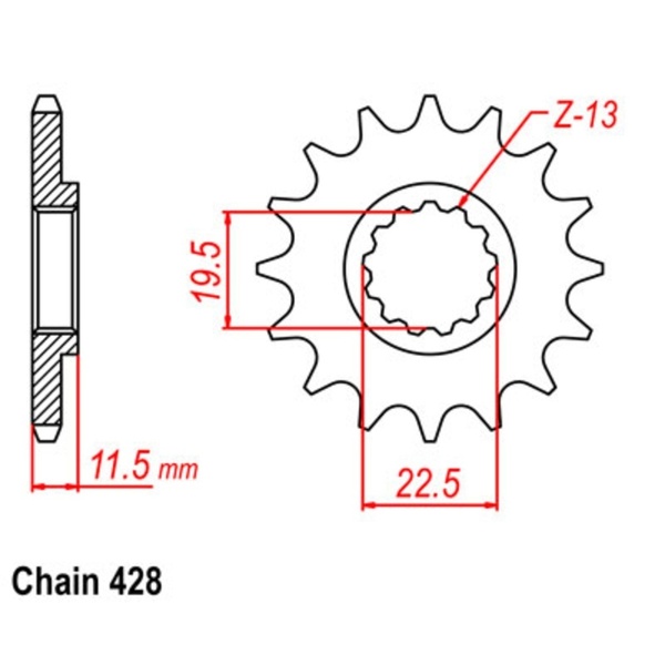 Supersprox Front Sprocket 13T 428P for Suzuki DR-Z125L Big Wheel 2003 to 2023