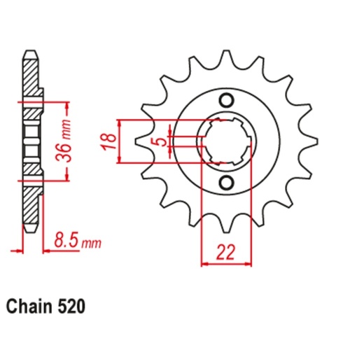 15T Yamaha SRX250 Front Sprocket (1553)