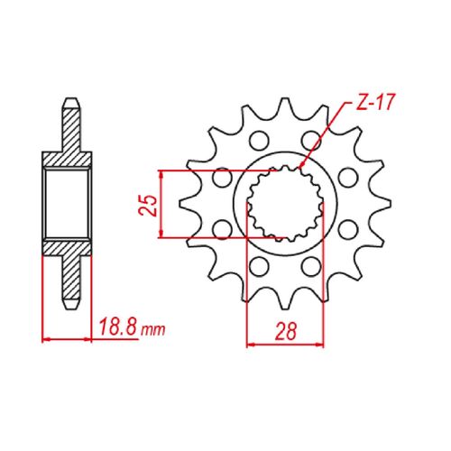 SPROCKET FRONT MTX 705 16T #520 conversion