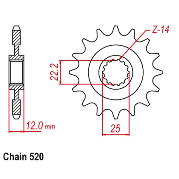 Supersprox Front Sprocket 14T 520 Pitch for Rieju MR Racing 300 2021 to 2023
