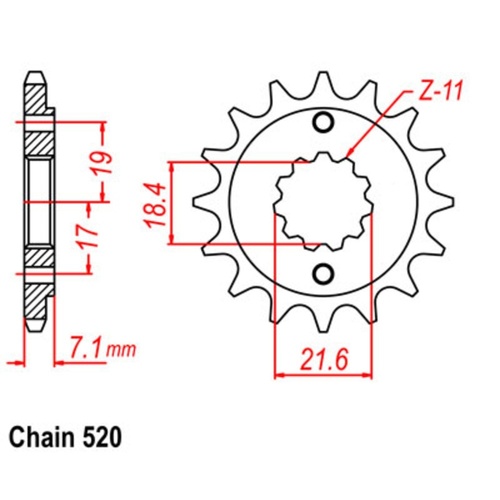 Optional Front Sprocket 14T for Honda XR250L ELECTRIC START 2002-2008