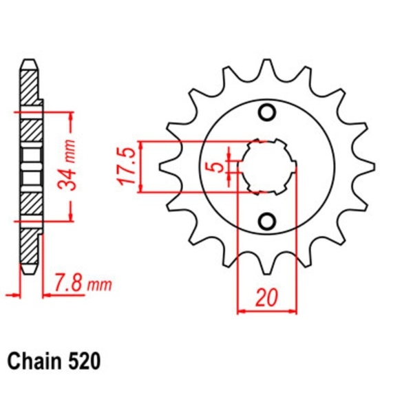 Supersprox Front Sprocket 16T 520 Pitch for Honda MT250 1974 to 1976