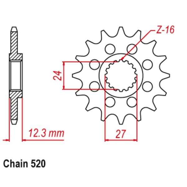 Front Sprocket Alt Pitch Stealth Hi Perf 16T 520P for SUZ GSX-R1000R 2017 - 2022