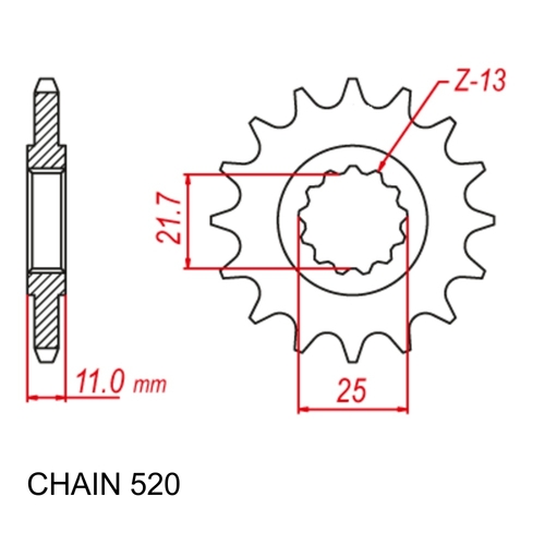 15T Yamaha Stealth Front Sprocket R6 520p. (1581)