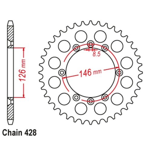 Standard Rear Sprocket 50T for Suzuki TS125ER 1985