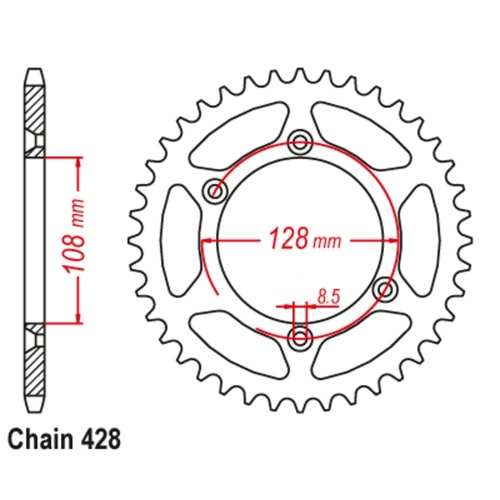 Optional Rear Sprocket 51T for Kawasaki KLX125 (B1-B2) Big Wheel 2003-2006