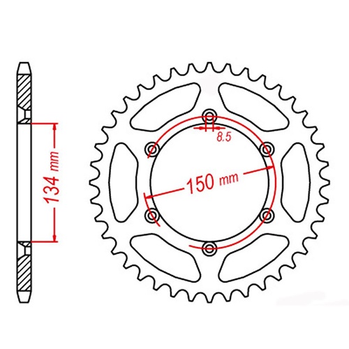 Optional Rear Sprocket 43T for Kawasaki KDX200 SR F1-F3 (ON ROAD) 1989-1991