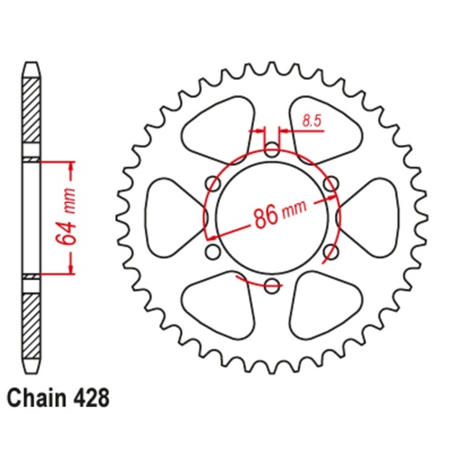 Optional Rear Sprocket 48T for Kawasaki KE125 1976-1984