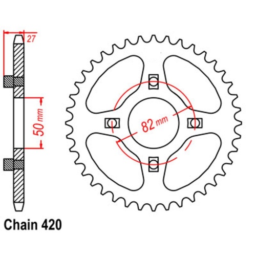 Optional Rear Sprocket 44T for Honda CT70 TRAIL 1969-1994