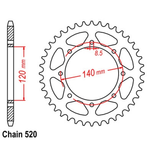 Standard Rear Sprocket 44T for Kawasaki KLE500 2006-2008