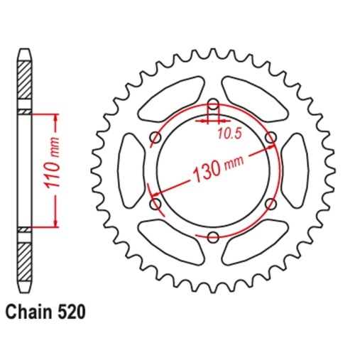 Rear Sprocket Steel Alternate Pitch Standard Gearing 48 520 PITCH