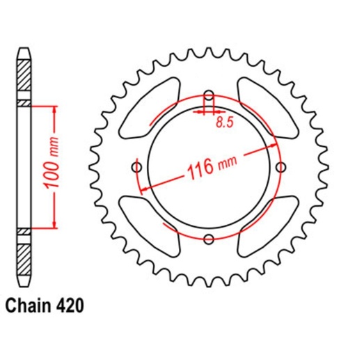 Optional Rear Sprocket 48T for Kawasaki KX80 1989-2000