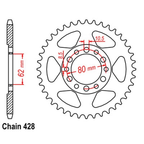 Optional Rear Sprocket 45T for Yamaha YZ80 1980-1983