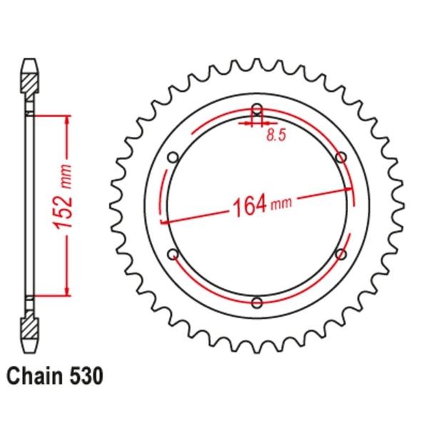 51T 530P Supersprox Rear Sprocket Steel for Yamaha SR500 1978 to 1981