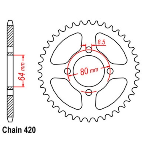 Rear Sprocket Steel Standard Gearing 45 Tooth