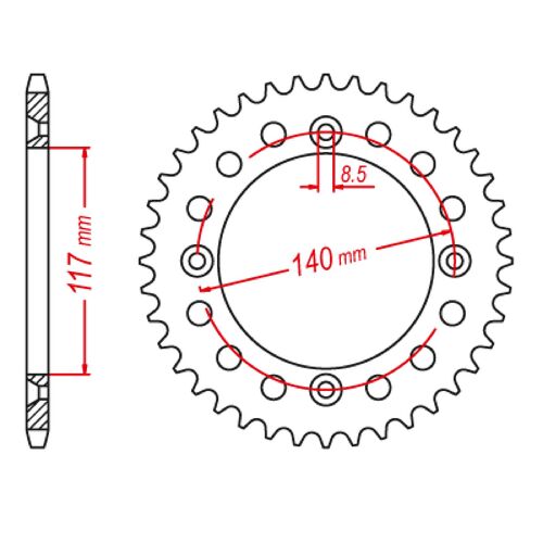 Optional Rear Sprocket 44T for Yamaha YZ80 1984-1992