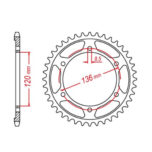 Standard Rear Sprocket 48T for Yamaha XT250 2008-2020