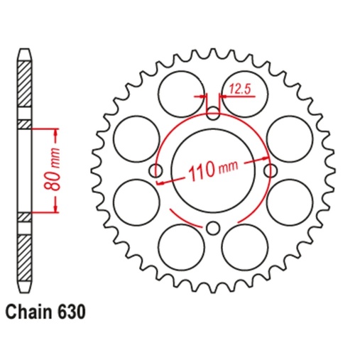 Optional Rear Sprocket 43T for Honda CB750F  1977-1978