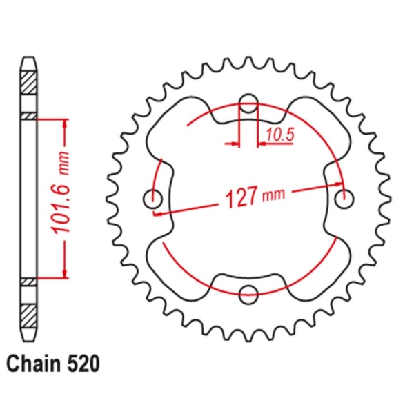 38T 520P Supersprox Rear Sprocket Steel for Polaris 450 Outlaw 2008 to 2009