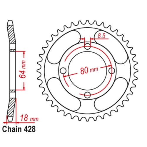 Standard Gearing Rear Sprocket 51T