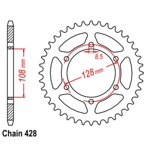 Standard Rear Sprocket 42T for Suzuki DR100 1983-1990