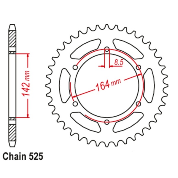 46T 525P Steel Rear Sprocket for Hyosung GT650 S Sports Tourer 2005-12