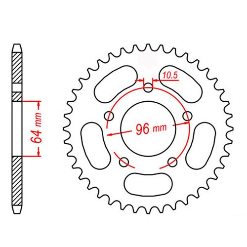 Optional Rear Sprocket 47T for Honda CTX200 BUSHLANDER 2002-2016