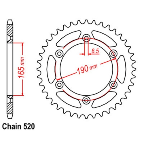 Optional Rear Sprocket 52T for KTM 620 LC4 DUKE 1994-1997
