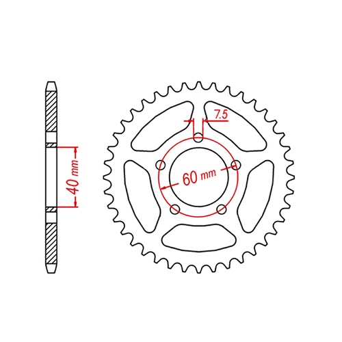Optional Rear Sprocket 44T for KTM 50 SX MINI 2009-2013