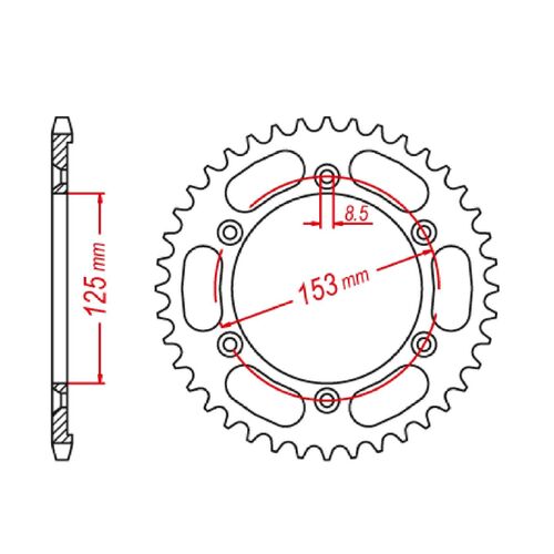 SPROCKET REAR MTX 1258 52T #428