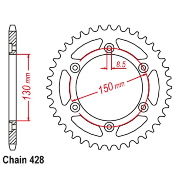 52T 428P Supersprox Steel Rear Sprocket for Honda CBR250R MC19 1988 to 1989