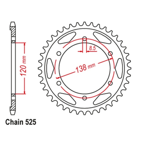 Standard Rear Sprocket 40T for Honda VFR400R (IMPORT NC30) 1990-1993